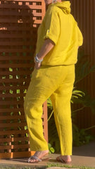 Δύο κομμάτια φόρμας με κουκούλα και φερμουάρ από βαμβάκι και λινό