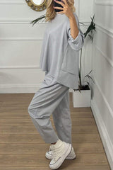 Γυναικείο Casual Ολόσωμο Κοστούμι Δύο Τεμαχίων με Στρογγυλή Λαιμόκοψη και Μακρυμάνικο