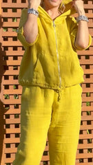 Δύο κομμάτια φόρμας με κουκούλα και φερμουάρ από βαμβάκι και λινό