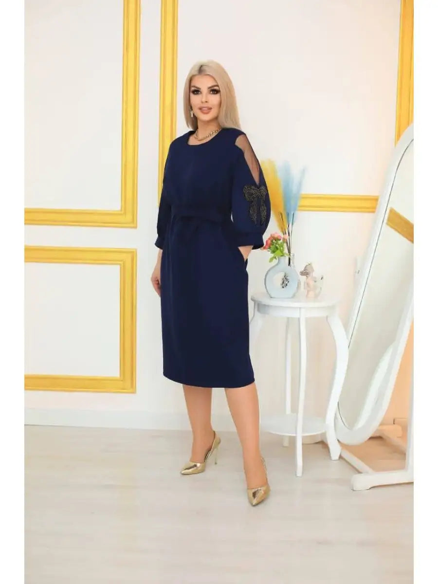 🌈💐[S-5XL]Νέο στυλ ζεστό και μοντέρνο μονόχρωμο φόρεμα