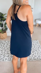 Γυναικείο φόρεμα με λαιμόκοψη U, μονόχρωμο, casual, κούφιο
