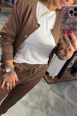 Γυναικείο σετ casual ζακέτα + παντελόνι