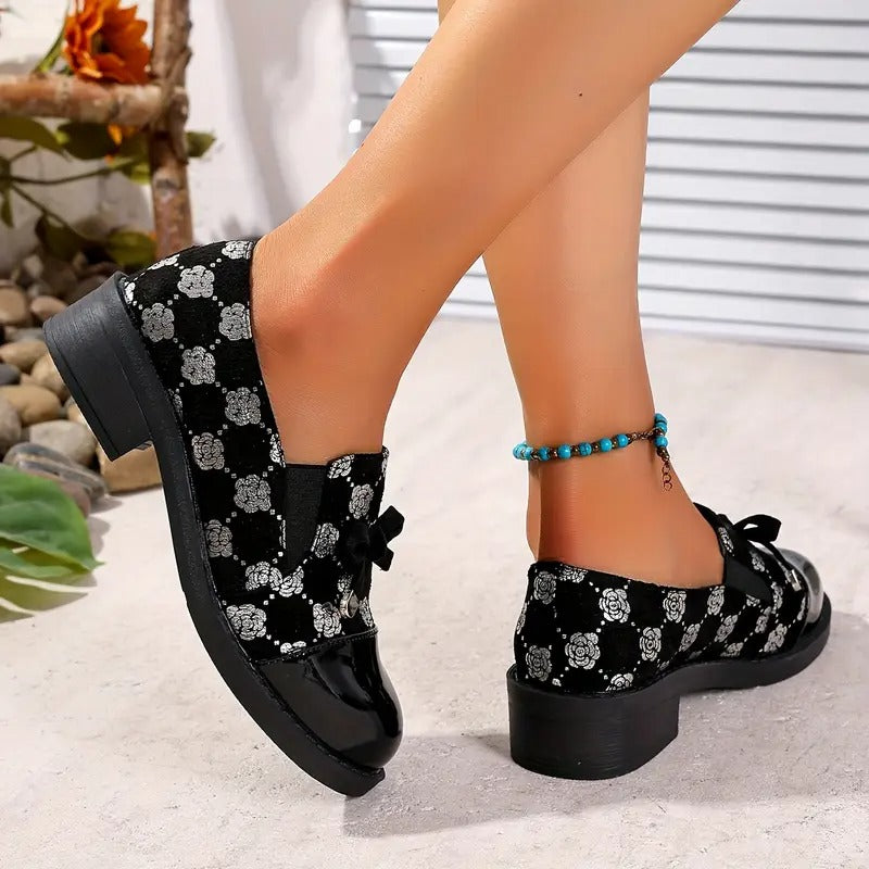 🔥Προσφορά Τελευταίας Ημέρας 50% ΕΚΠΤΩΣΗ -Γυναικεία Μοκασίνια με Χοντρό Τακούνι και Φιόγκο