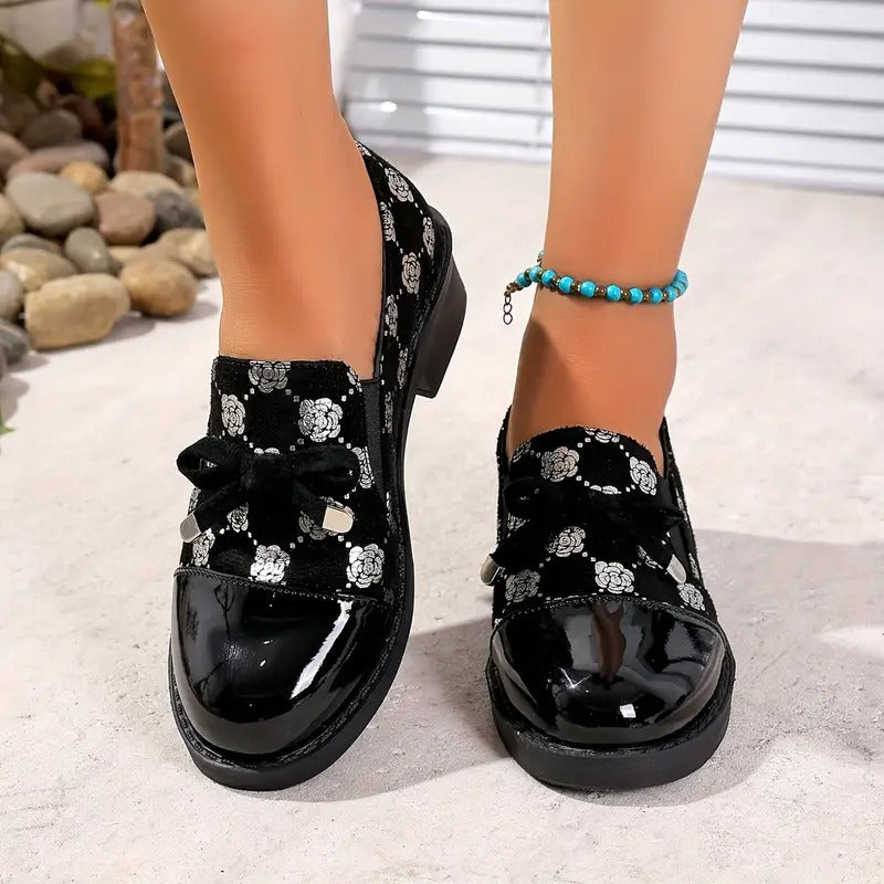 🔥Προσφορά Τελευταίας Ημέρας 50% ΕΚΠΤΩΣΗ -Γυναικεία Μοκασίνια με Χοντρό Τακούνι και Φιόγκο