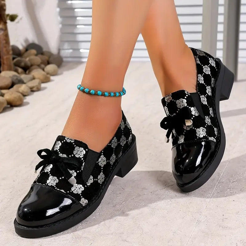 🔥Προσφορά Τελευταίας Ημέρας 50% ΕΚΠΤΩΣΗ -Γυναικεία Μοκασίνια με Χοντρό Τακούνι και Φιόγκο