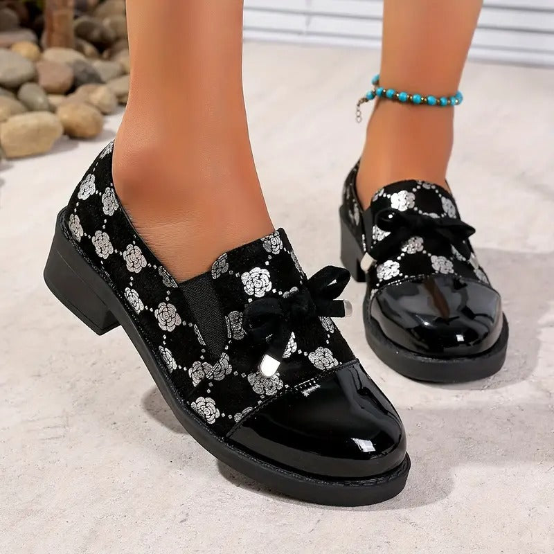 🔥Προσφορά Τελευταίας Ημέρας 50% ΕΚΠΤΩΣΗ -Γυναικεία Μοκασίνια με Χοντρό Τακούνι και Φιόγκο