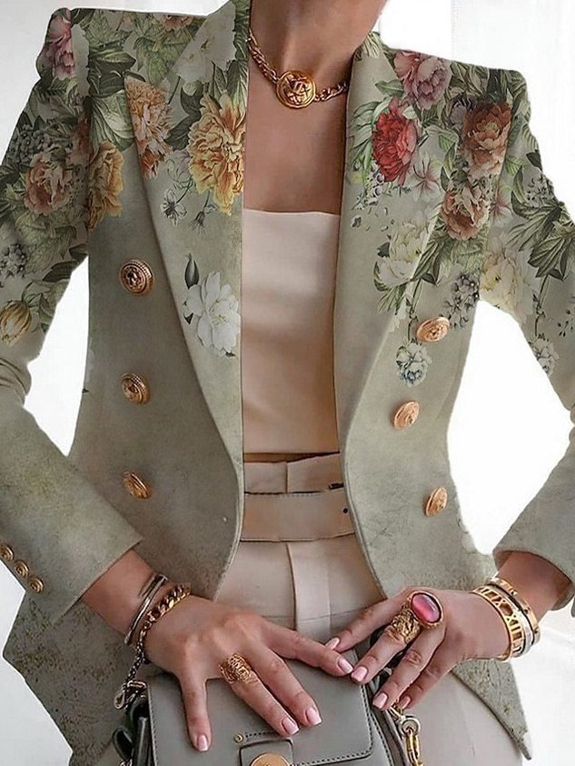 Στυλ Άνοιξης/Φθινοπώρου 丨 Γυναικείο Casual Floral Μακρυμάνικο Κοστούμι