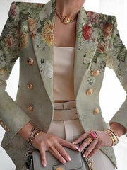 Στυλ Άνοιξης/Φθινοπώρου 丨 Γυναικείο Casual Floral Μακρυμάνικο Κοστούμι