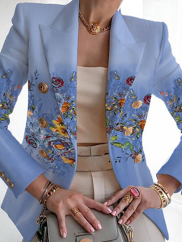 Στυλ Άνοιξης/Φθινοπώρου 丨 Γυναικείο Casual Floral Μακρυμάνικο Κοστούμι