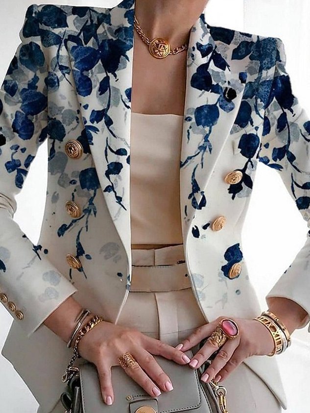 Στυλ Άνοιξης/Φθινοπώρου 丨 Γυναικείο Casual Floral Μακρυμάνικο Κοστούμι