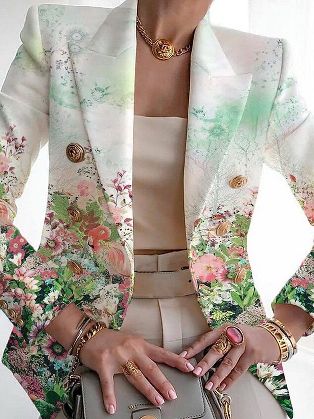 Στυλ Άνοιξης/Φθινοπώρου 丨 Γυναικείο Casual Floral Μακρυμάνικο Κοστούμι