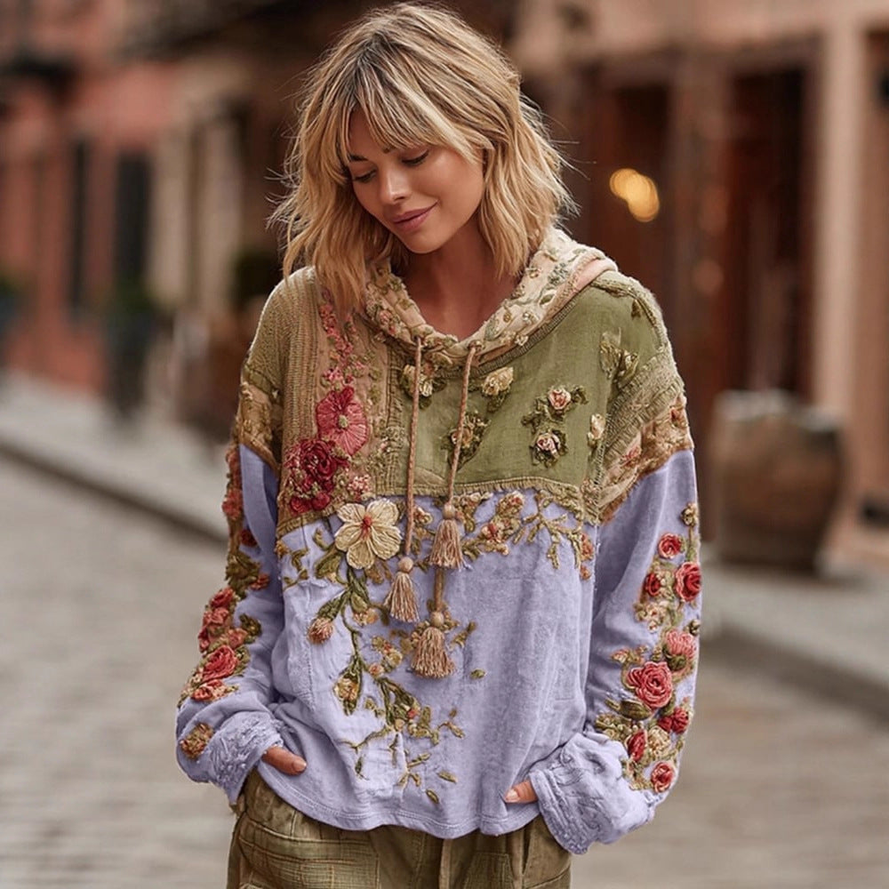 Γυναικείο φούτερ με στάμπα, φαρδιά γραμμή