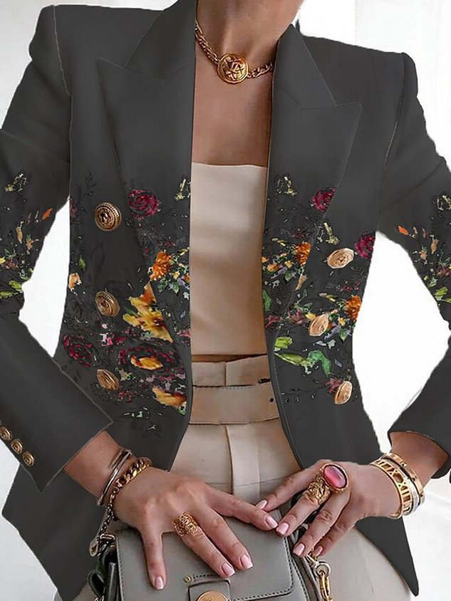 Στυλ Άνοιξης/Φθινοπώρου 丨 Γυναικείο Casual Floral Μακρυμάνικο Κοστούμι