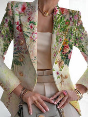 Στυλ Άνοιξης/Φθινοπώρου 丨 Γυναικείο Casual Floral Μακρυμάνικο Κοστούμι