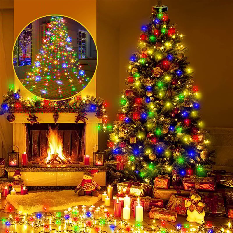 🎄Φωτάκια καταρράκτη χριστουγεννιάτικου δέντρου με δαχτυλίδι