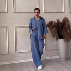 Καλοκαιρινές Εκπτώσεις✔Λινό casual κοστούμι δύο τεμαχίων