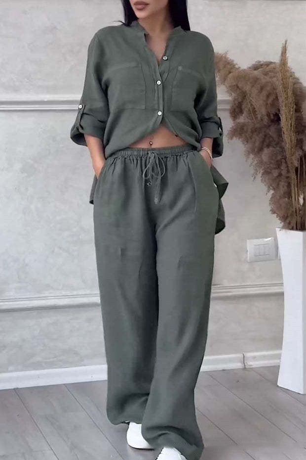 Καλοκαιρινές Εκπτώσεις✔Λινό casual κοστούμι δύο τεμαχίων