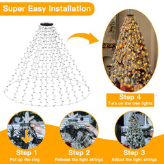 🎄Φωτάκια καταρράκτη χριστουγεννιάτικου δέντρου με δαχτυλίδι