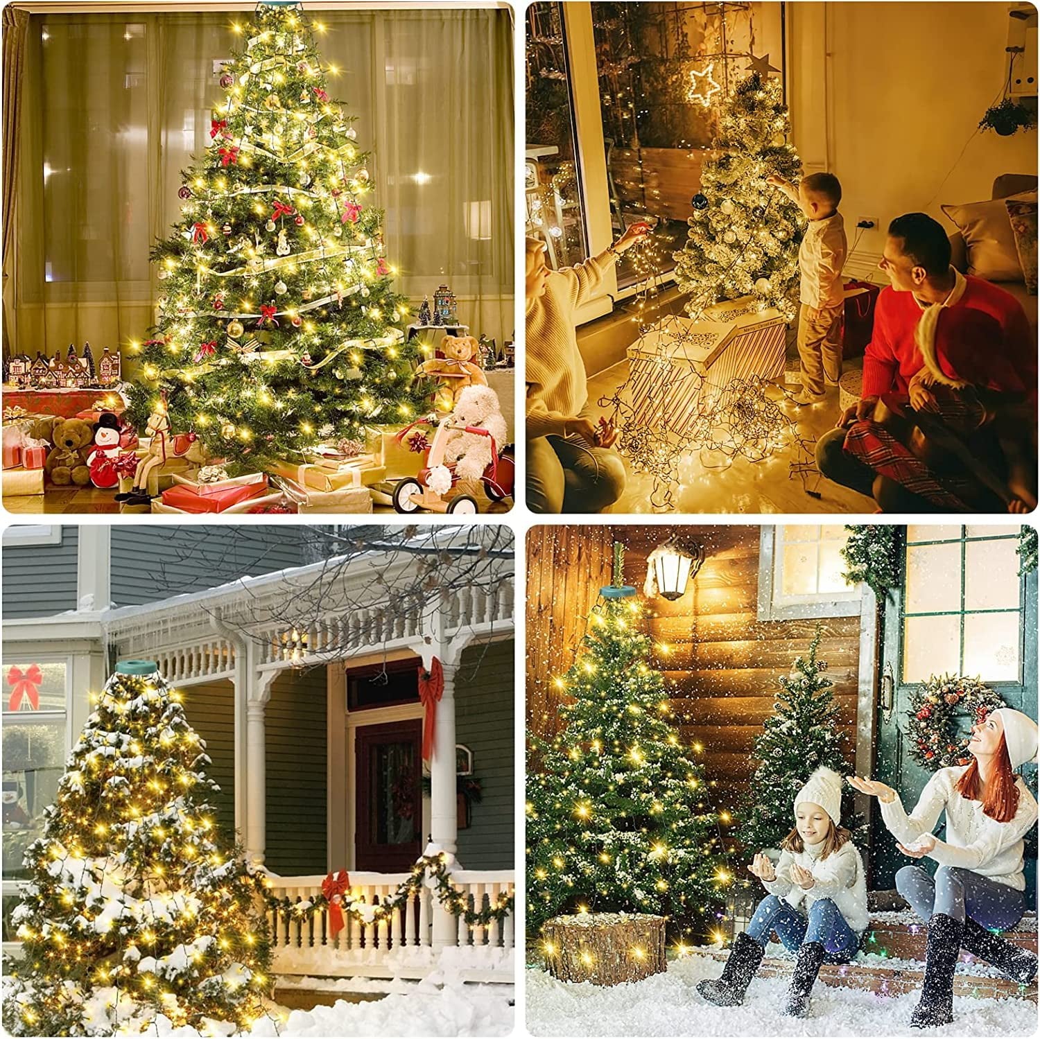 🎄Φωτάκια καταρράκτη χριστουγεννιάτικου δέντρου με δαχτυλίδι