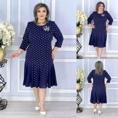 👗[S-5XL]Μοντέρνο φόρεμα φαρδύ με πουά σχέδιο του 2025