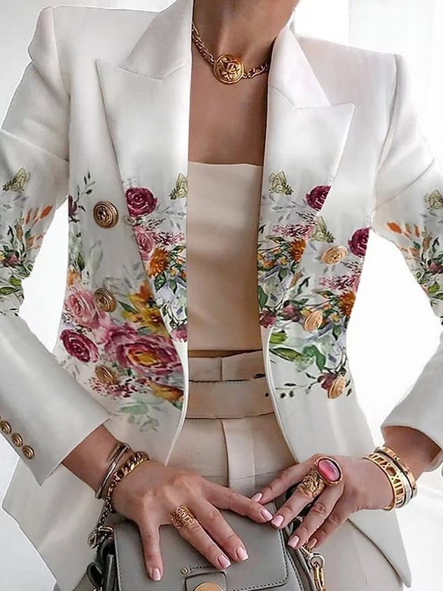 Στυλ Άνοιξης/Φθινοπώρου 丨 Γυναικείο Casual Floral Μακρυμάνικο Κοστούμι