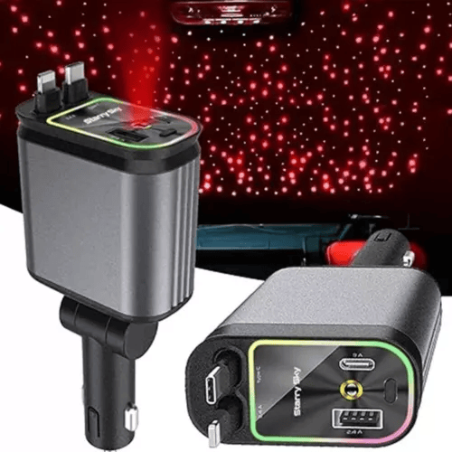 Φορτιστής αυτοκινήτου 120W 4 σε 1 (με φως αστεριών)
