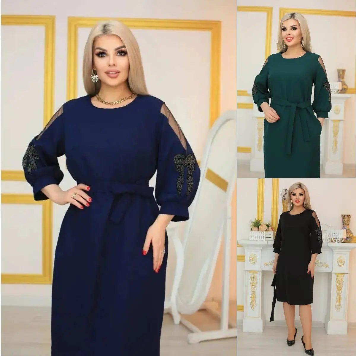 🌈💐[S-5XL]Νέο στυλ ζεστό και μοντέρνο μονόχρωμο φόρεμα