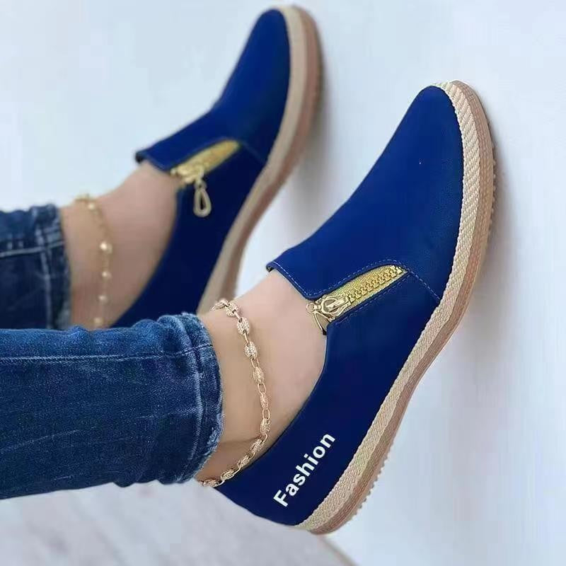 🔥50% έκπτωση σε μονόχρωμα casual φλατ παπούτσια με φερμουάρ στο πλάι