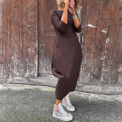 Απλό κομψό γυναικείο φόρεμα με τσέπη