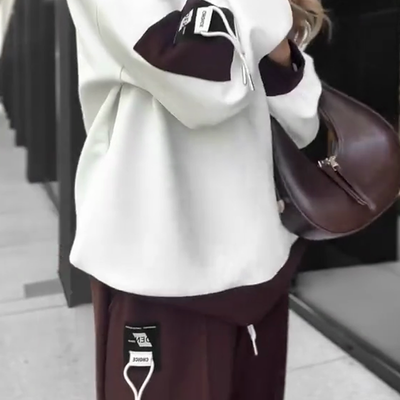 ⏳Ειδική προσφορά περιορισμένης χρονικής διάρκειας⏰Σετ φούτερ με κουκούλα και παντελόνι φόρμας με χρωματιστά μπλοκ